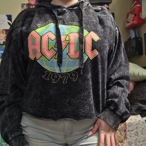 Vintage AC DC cropped Summer Tour Hoodie